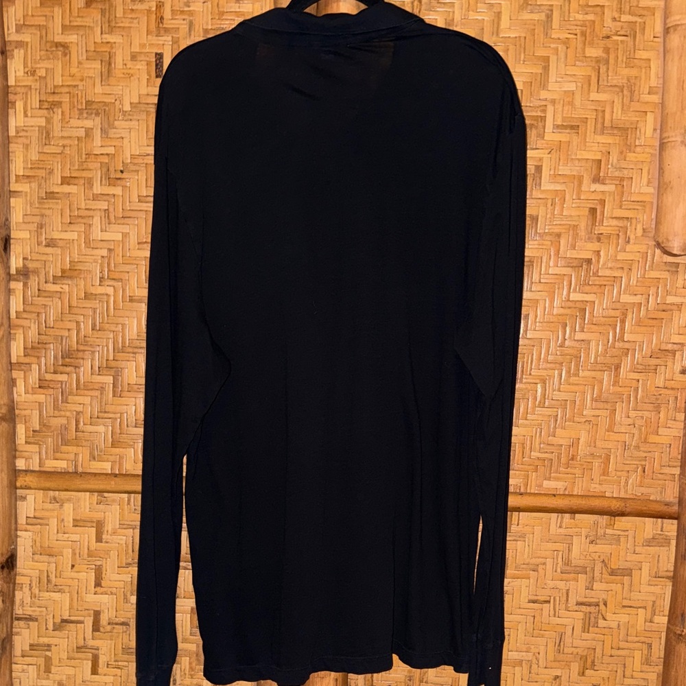 James Perse black Long Sleeve collared slub cotton Shirt size 5 - Picture 4 of 10